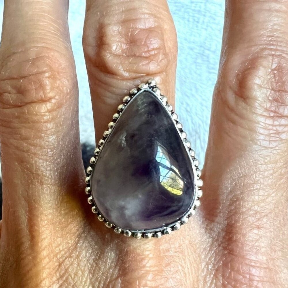 925 Ombré Amethyst Teardrop Ring 8